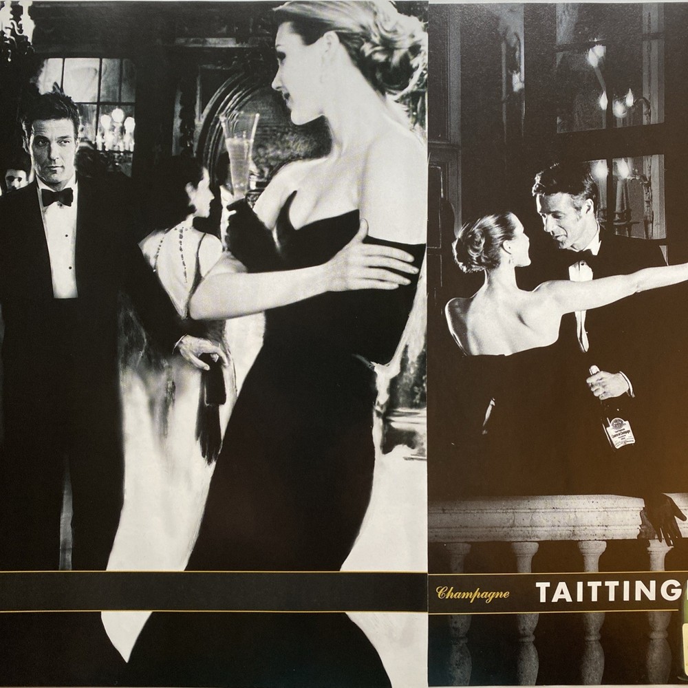 2000 Taittinger Champagne 4 pg PRINT AD Black Tie Dress Man Woman Bottle Vtg Y2K