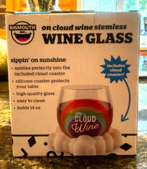 Big Mouth « On Cloud Wine » Stemless Wine Glass Rainbow cloud coaster set