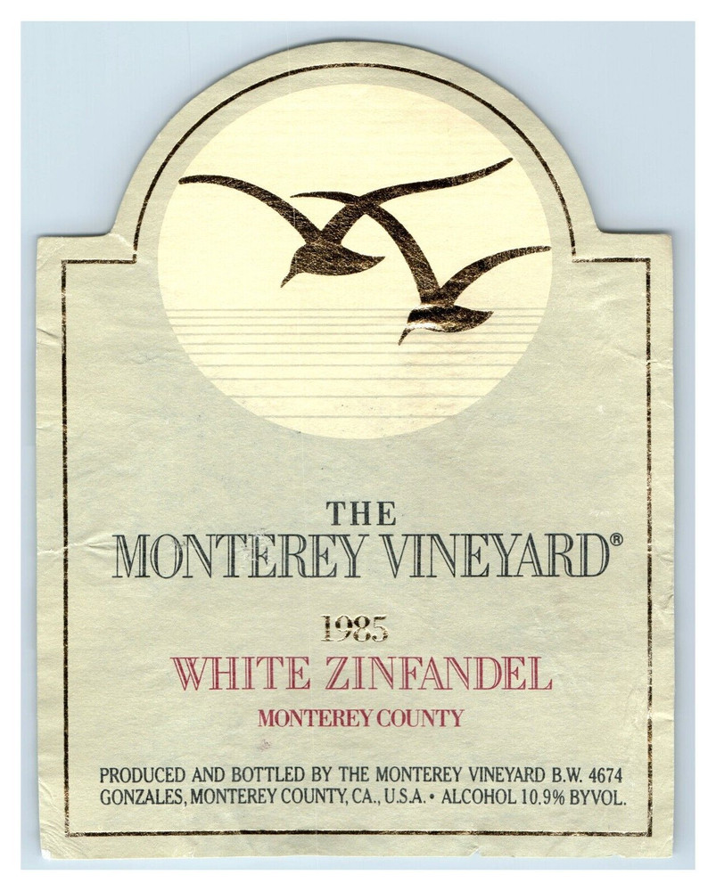 1985 Monterey Vineyards White Zinfandel California Wine Label Original S8