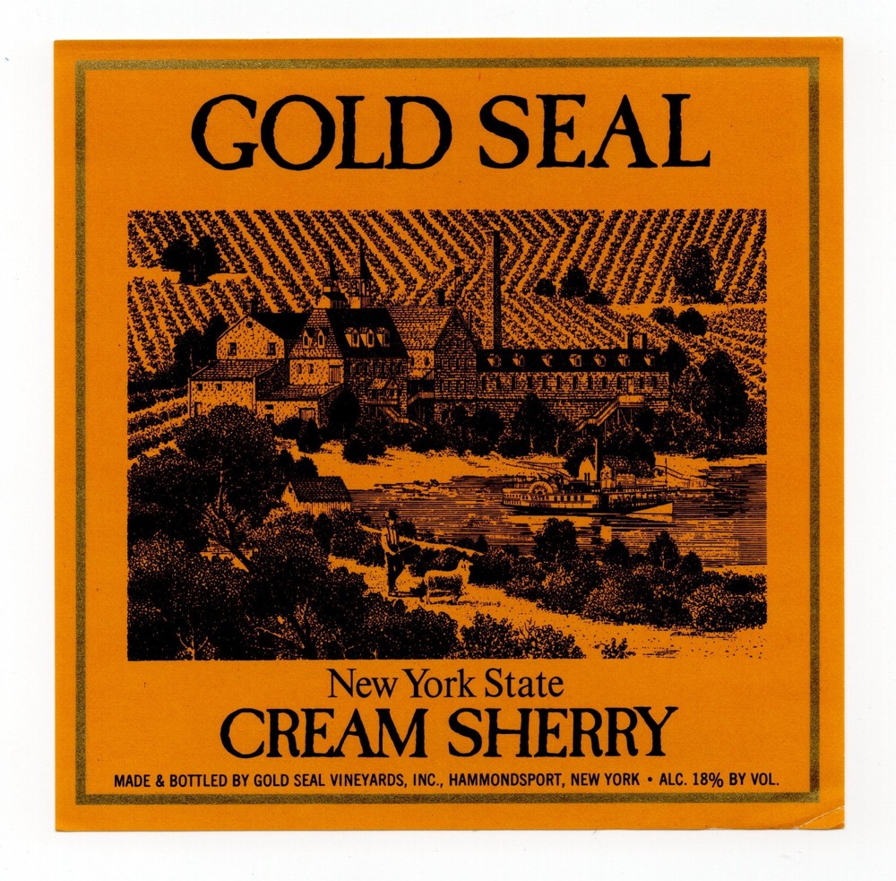 Vintage – Gold Seal Cream Sherry Hammondsport New York Wine Label – XL1i