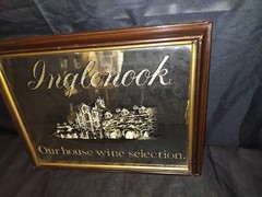 Vintage Inglenook Vineyards Winery Smoked Mirror Bar Sign Wooden Frame