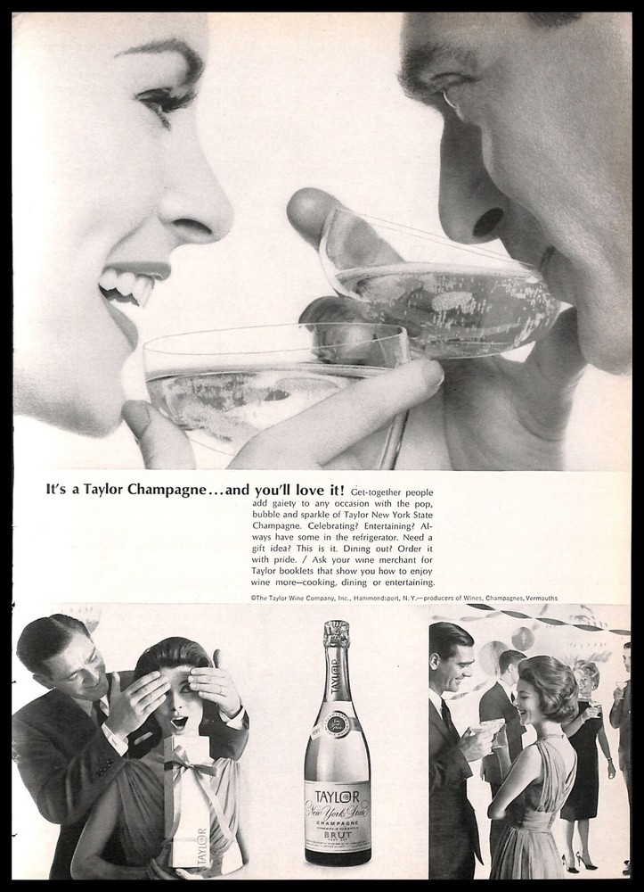 1964 Taylor Champagne Vintage PRINT AD Sparkling Wine Celebration Party