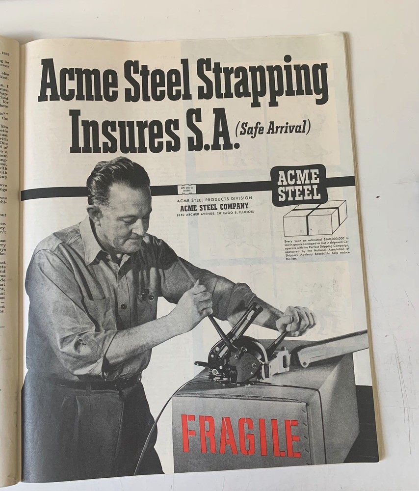Acme Steel Company Magazine Ad Safe Arrival Shipping 1952 Ephemera