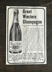 Vintage 1902 Great Western Champagne Pleasant Valley Wine Co Original Ad – 1021