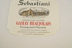 Sebastiani 1972 El Camino Real Gamay Beaujolais Young Piquant Vintage Wine Label