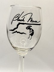 Black Mesa Oklahoma Wine Glass w/ Black Artwork – 6.5” Tall