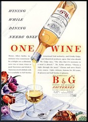 1939 B&G Sauternes wine bottle art vintage print ad