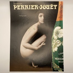 2001 Perrier Jouet Champagne PRINT AD Nude Brunette Woman Crouching Tattoo