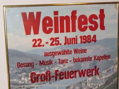 VINTAGE 1984 GERMAN WEINFEST/WINE FESTIVAL FRAMED POSTER~SCHWARZE KATZ/BLACK CAT