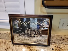 Vintage Inglenook Vineyards Winery Smoked Mirror Bar Sign Wooden Frame