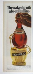 Ruffino Chianti 1965 Italian Wine Vintage Print Advertisement Straw Wrapped