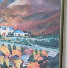 Vtg Pahrump Valley Vineyards Winery Wine Framed Poster Print Norm Brown 24×18