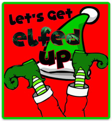 Funny Wine Alternative Label Christmas – Let&rsquo;s Get Elfed Up -Wine Label STICKER