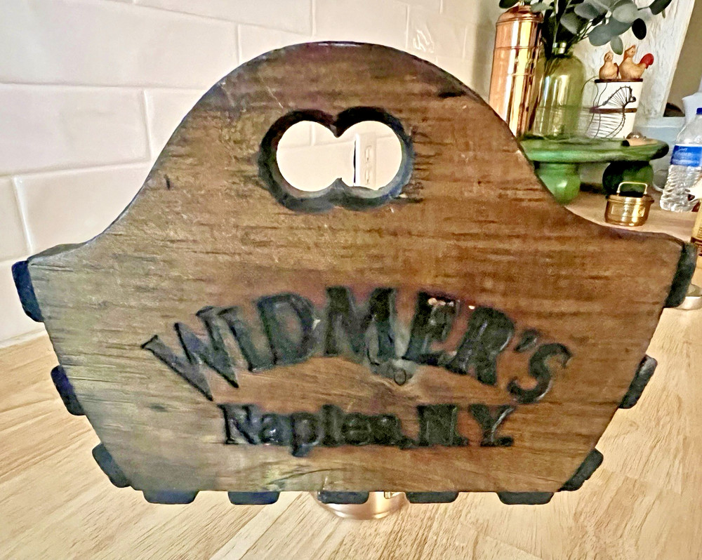 Vintage Widmer&rsquo;s Wine Cellars Wood Slat Basket Naples NY Rustic Home Decor 7×18&Prime;