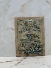 FRENCH WINERY « CHATEAU MICHEL 1912 CHARDONNAY » Hanging Wall Plaque 4.5&Prime; x 6.25&Prime;