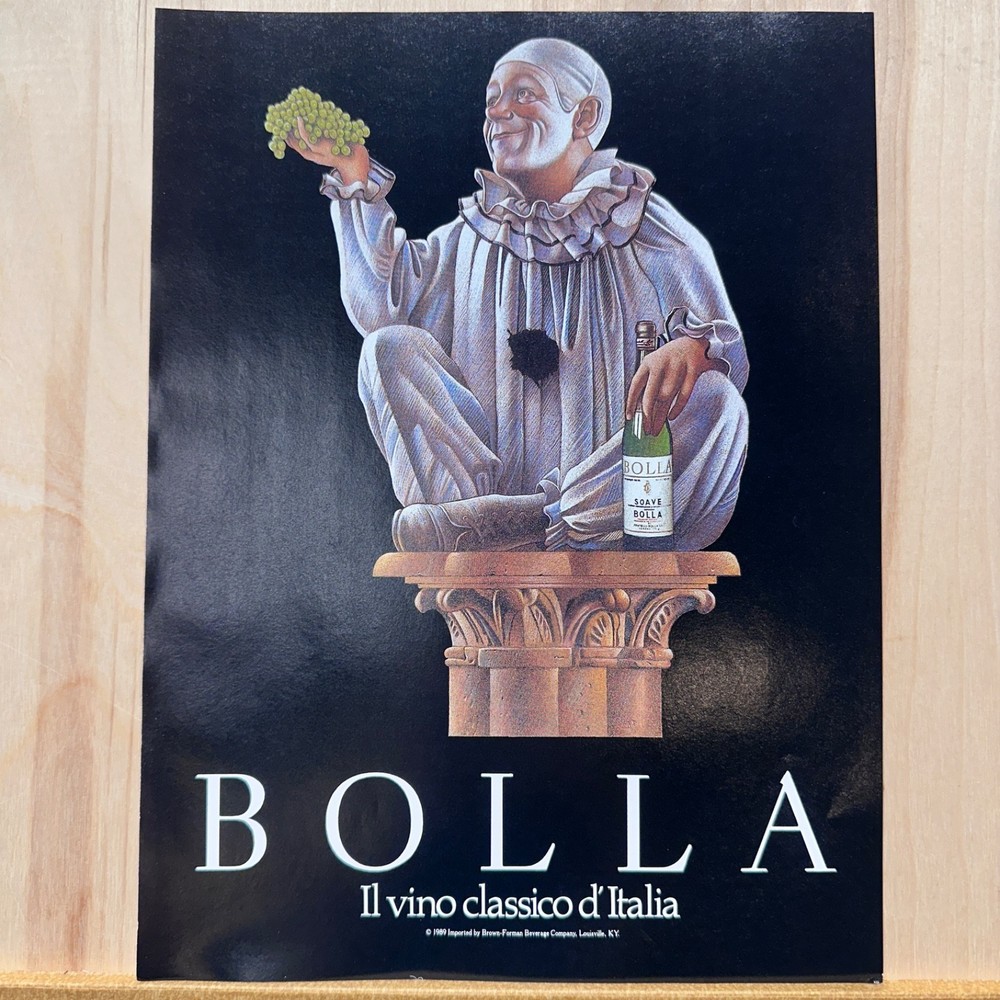 1989 Bolla Wine Pierrot Clown Vintage Print Ad Brown-Forman Beverage Co