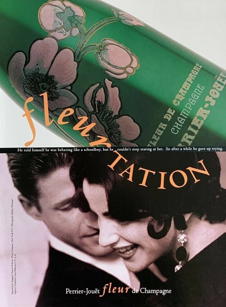 1992 PERRIER-JOUET Champagne Fleurtation Photo by Robert Whitman PRINT AD