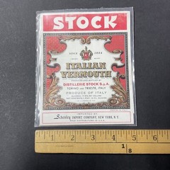 Vintage 1940s Stock Italian Vermouth UNUSED Paper Label Italy Q2051