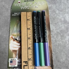 Wine Glass Writer Pens 3 Pack Markers Party Drink Identifier Made in USA New
