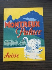 Vintage Montreux Palace Suisse Switzerland Travel Hotel Label