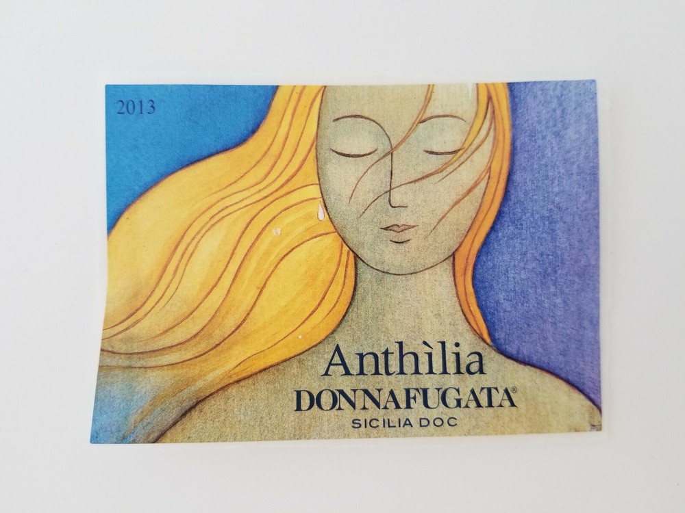DONNAFUGATA Anthilia Beautiful Woman Art Marsala Sicily Italian Wine Label ITALY