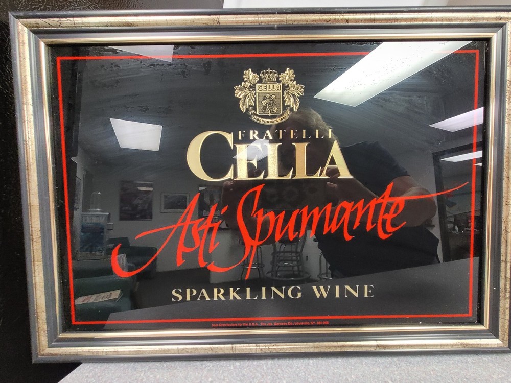Fratelli Cella Asti Spumante sparkling wine framed glass Mirror Bar Advertising