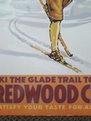 VINTAGE Frei Bros RARE REDWOOD CREEK Wine Metal Sign Ski The Glade Trail 18&Prime;x24&Prime;