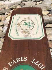 Vintage Wood French Wine Bordeaux Chardonnay Vineyard Cellar Advertising Sign