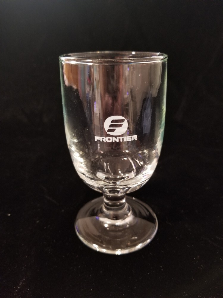 Frontier Airlines – Wine Glass with White Graphics 4-1/2&Prime; Tall from the 1980&rsquo;s
