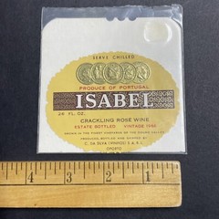 Vintage 1966 Isabel Crackling Rose Wine UNUSED Paper Label Portugal Q1995