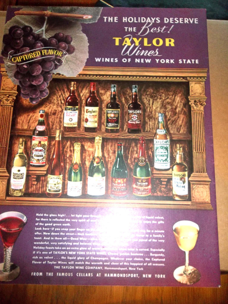 1946 Large 11 x 14 Advertisement Taylor Wines New York State