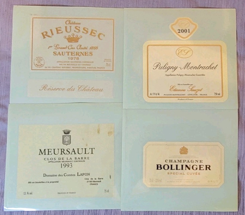 French Restaurant Nikuni Nagoya Of Japan Wine Labels Lot Of 4