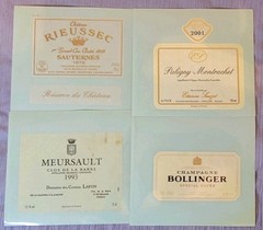 French Restaurant Nikuni Nagoya Of Japan Wine Labels Lot Of 4