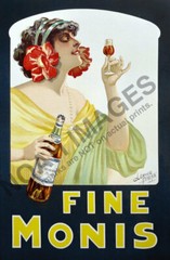 Fin Monis vintage wine liquor ad poster 12×18