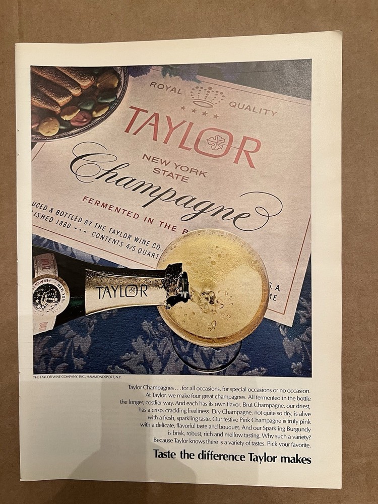 1971 TAYLOR New York State Champagne « Taste The Difference  » Magazine Ad