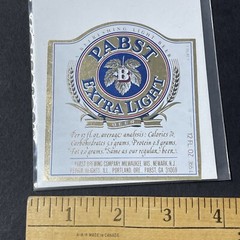 Vintage 1970s Pabst Extra Light UNUSED Paper Label Milwaukee WI Q2007