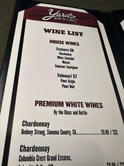 Vintage Wine List – Yardz Bar & Grill. 11.5 inches tall. Multiple listed..