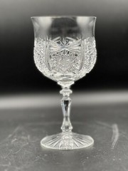 Pepi Hermann Snowflake Wine Glass, 7 1/4&Prime; tall, Handblown Crystal, Signed