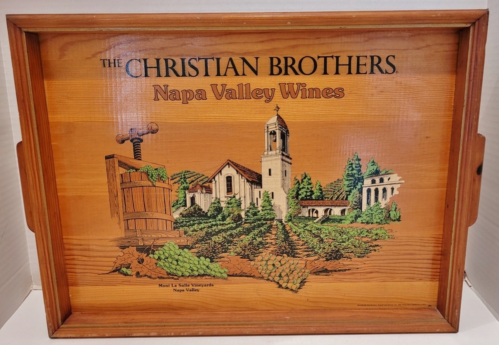 Christian Brothers Napa Valley Wines Mont La Salle Vineyards Wooden Tray 18&Prime;x14&Prime;