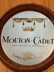 Vintage Mouton Cadet Mirrored Wine Beer Whiskey Barrel Bar Sign Mirror 16” 1982