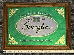Bisceglia Wine Mirror Bar Sign – California Premium Wines – Wood Frame