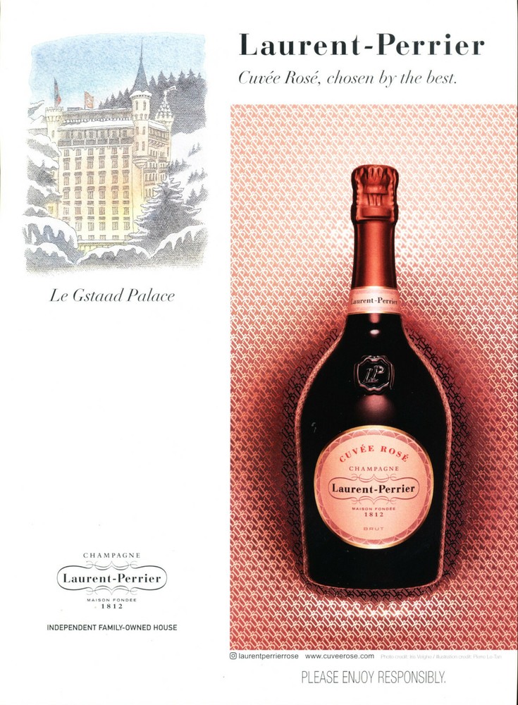 LAURENT-PERRIER CHAMPAGNE AD #6 RARE 2019 OUT OF PRINT LE GSTAAD PALACE