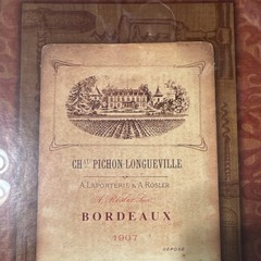 Vintage Chateau Pichon-Longueville 1907 Original Wine Label Bordeaux Beige Brown