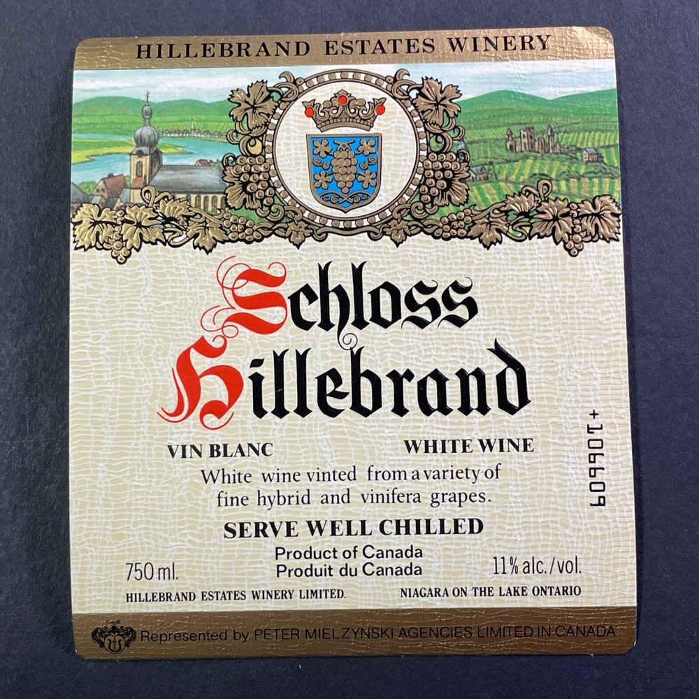 Vintage 1983 Schloss Hillebrand Estates White Wine UNUSED 750mL Paper Label Q106