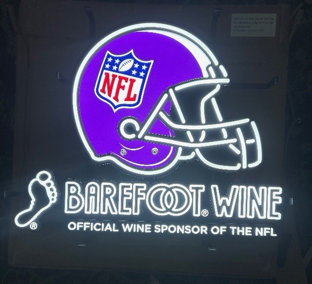 Barefoot Wine NFL Official Wine Sponsor Light-Up Sign, Helmet Design 24”x 20”