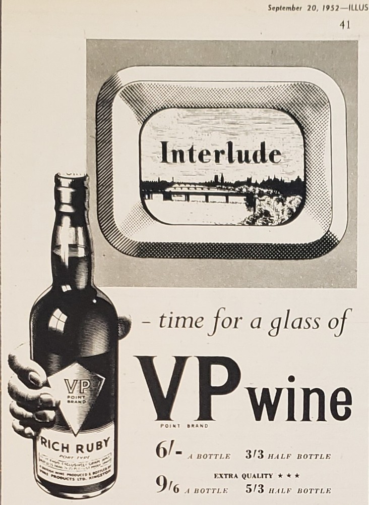 1952 VP Wine Rich Ruby Print Ad