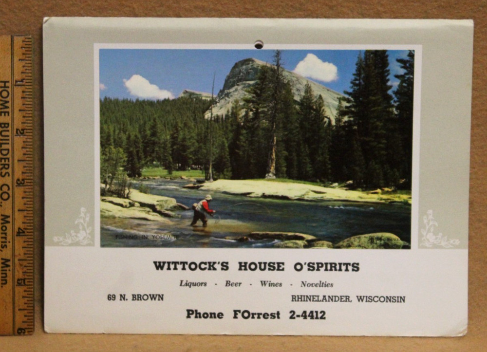 1969-1986 Calendar Advertising – WITTOCK&rsquo;S HOUSE O&rsquo;SPIRITS Rhinelander Wisconsin