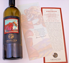 LASSETER FAMILY WINERY AMOUREUX WINE BOTTLE LABEL ART & SIGNED PRINT – ORIG