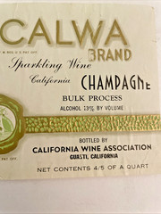 VTG CALWA Brand California Champagne Sparkling Wine Label Guasti CA 1960s LOT 2