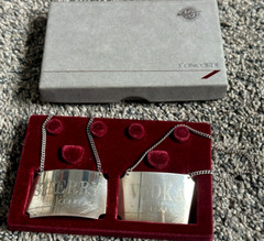 British Airways CONCORDE JET STERLING SILVER Decanter Labels WINE Vodka AIRPLANE